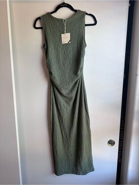 See You Monday Olive Green Sleeveless Midi Dress